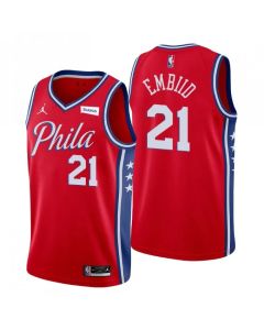 Men's Philadelphia 76ers #21 Joel Embiid Red 2020/21 Stitched Swingman Jersey