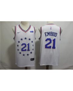 Men's Philadelphia 76ers #21 Joel Embiid White 2018/19 Earned Edition Swingman Stitched NBA Jersey