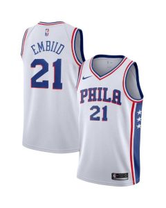 Men's Philadelphia 76ers #21 Joel Embiid White Association Edition Stitched Swingman Jersey