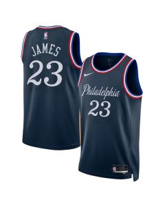 Men's Philadelphia 76ers #23 LeBron James Navy Swingman City Edition Jersey (Navy)
