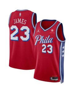 Men's Philadelphia 76ers #23 LeBron James Red 2026 Statement Edition With Patch Jersey