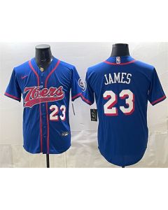 Men's Philadelphia 76ers #23 LeBron James Royal Cool Base Baseball Jersey (Royal)