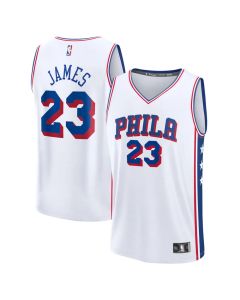 Men's Philadelphia 76ers #23 LeBron James White Fast Break Association Edition Jersey