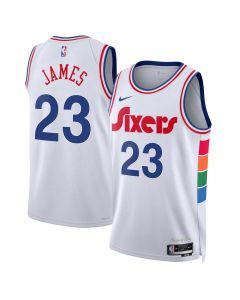 Men's Philadelphia 76ers #23 LeBron James White Swingman City Edition Jersey (White)