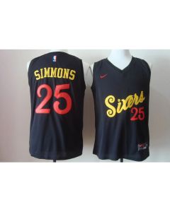 Men's Philadelphia 76ers #25 Ben Simmons 2017 Black Bulls Fashion Stitched NBA Jersey