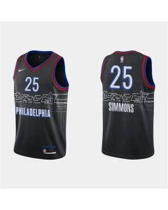 Men's Philadelphia 76ers #25 Ben Simmons 2020-21 Black City Swingman Stitched NBA Jersey