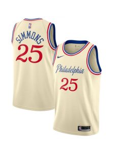 Men's Philadelphia 76ers #25 Ben Simmons Cream 2019 City Edition Swingman Stitched NBA Jersey
