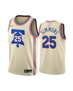 Men's Philadelphia 76ers #25 Ben Simmons Cream Earned Edition Stitched Swingman Jersey
