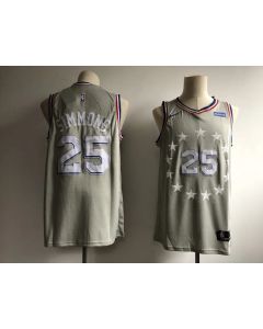 Men's Philadelphia 76ers #25 Ben Simmons Gray 2018/19 City Edition Swingman Stitched NBA Jersey
