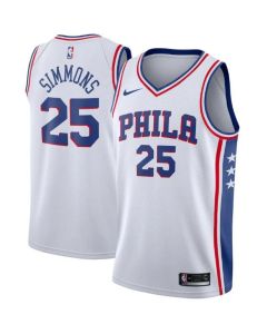 Men's Philadelphia 76ers #25 Ben Simmons White Association Edition Stitched Swingman Jersey