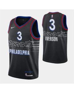 Men's Philadelphia 76ers #3 Allen Iverson 2020-21 Black City Swingman Stitched NBA Jersey