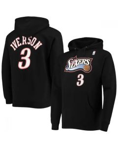 Men's Philadelphia 76ers #3 Allen Iverson 2021 Black Pullover Hoodie
