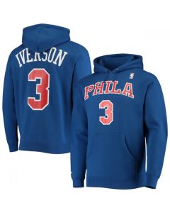 Men's Philadelphia 76ers #3 Allen Iverson 2021 Blue Pullover Hoodie