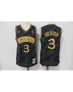 Men's Philadelphia 76ers #3 Allen Iverson Black Stitched NBA Jersey