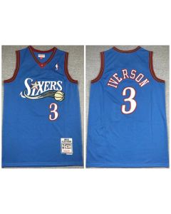 Men's Philadelphia 76ers #3 Allen Iverson Blue 1999-00 Throwback Stitched Jersey