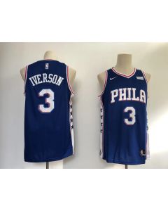 Men's Philadelphia 76ers #3 Allen Iverson Blue Swingman Stitched NBA Jersey