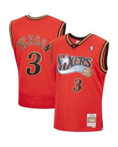 Men's Philadelphia 76ers #3 Allen Iverson Orange 1999-00 Throwback Stitched Jersey