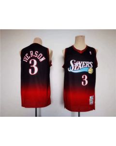 Men's Philadelphia 76ers #3 Allen Iverson Red/Black Throwback basketball Jersey