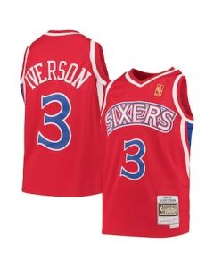Men's Philadelphia 76ers #3 Allen Iverson Red Throwback Stitched Jersey (Red)