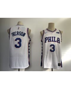 Men's Philadelphia 76ers #3 Allen Iverson White Swingman Stitched NBA Jersey
