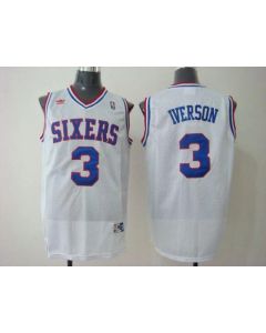 Men's Philadelphia 76ers #3 Allen Iverson White Throwback NBA Jersey