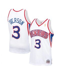 Men's Philadelphia 76ers #3 Allen Iverson White Throwback Stitched Jersey (White)