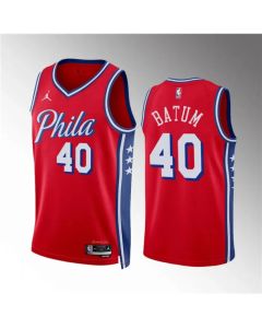 Men's Philadelphia 76ers #40 Nicolas Batum Red Statement Edition Stitched Jersey
