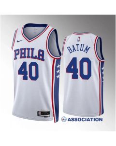 Men's Philadelphia 76ers #40 Nicolas Batum White Association Edition Stitched Jersey