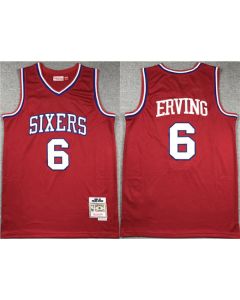 Men's Philadelphia 76ers #6 Julius Erving Red Throwback basketball Jersey