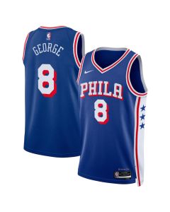 Men's Philadelphia 76ers #8 Paul George Blue Swingman Icon Edition Jersey (Blue)