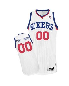 Men's Philadelphia 76ers White Authentic Custom Jersey