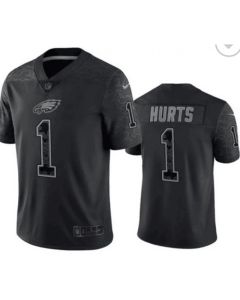 Men's Philadelphia Eagles #1 Jalen Hurts Black Reflective Limited Stitched Jersey