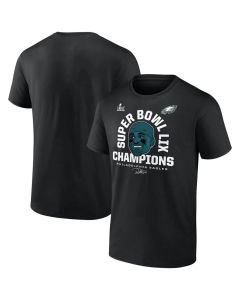 Men's Philadelphia Eagles #1 Jalen Hurts Black Super Bowl LIX Champions T-Shirt (Black)