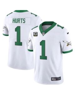 Men's Philadelphia Eagles #1 Jalen Hurts White Vapor Limited With 3-star C Patch Stitched Football Jersey