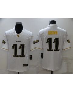 Men's Philadelphia Eagles #11 A. J. Brown 100th Season Golden Edition Stitched Jersey