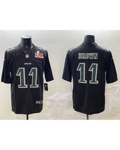 Men's Philadelphia Eagles #11 A. J. Brown Black 2025 Super Bowl LIX Patch Fashion Vapor Untouchable Limited Stitched Football Jersey