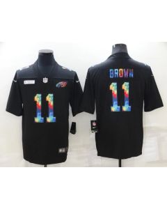 Men's Philadelphia Eagles #11 A. J. Brown Black Crucial Catch Limited Stitched Jersey