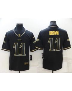Men's Philadelphia Eagles #11 A. J. Brown Black/Gold Salute To Service Limited Stitched Jersey (Black Brown)