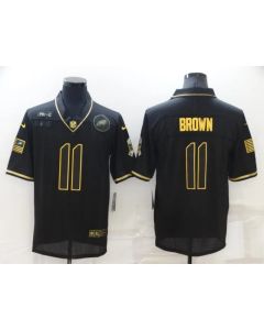 Men's Philadelphia Eagles #11 A. J. Brown Black/Gold Salute To Service Limited Stitched Jersey