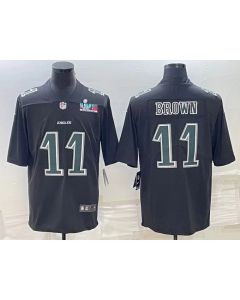 Men's Philadelphia Eagles #11 A.J. Brown Black Green Super Bowl LVII Patch Vapor Untouchable Limited Stitched Jersey