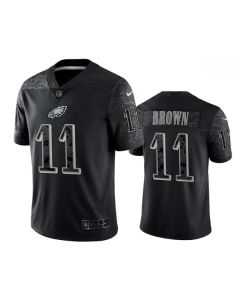 Men's Philadelphia Eagles #11 A. J. Brown Black Reflective Limited Stitched Jersey