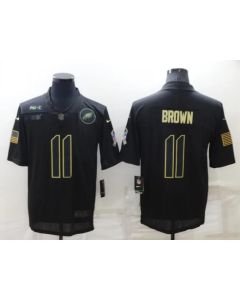 Men's Philadelphia Eagles #11 A. J. Brown Black Salute To Service Limited Stitched Jersey