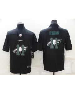 Men's Philadelphia Eagles #11 A. J. Brown Black Shadow Logo Limited Stitched Jersey