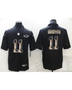 Men's Philadelphia Eagles #11 A. J. Brown Black Statue of Liberty Limited Stitched Jersey