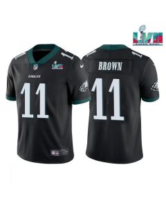 Men's Philadelphia Eagles #11 A.J. Brown Black Super Bowl LVII Patch Vapor Untouchable Limited Stitched Jersey (Black Brown)