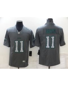 Men's Philadelphia Eagles #11 A. J. Brown Gray Fashion Static Limited Stitched Jersey