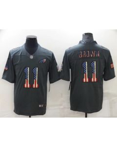 Men's Philadelphia Eagles #11 A. J. Brown Grey Salute To Service USA Flag Stitched Jersey