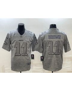 Men's Philadelphia Eagles #11 A. J. Brown Grey Stitched Jersey