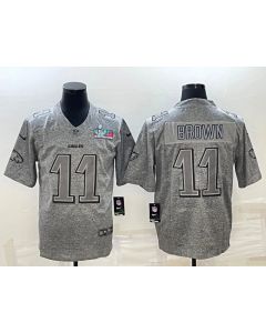 Men's Philadelphia Eagles #11 A. J. Brown Grey Super Bowl LVII Patch Stitched Jersey