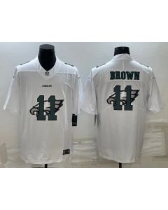 Men's Philadelphia Eagles #11 A. J. Brown White Shadow Logo Limited Stitched Jersey